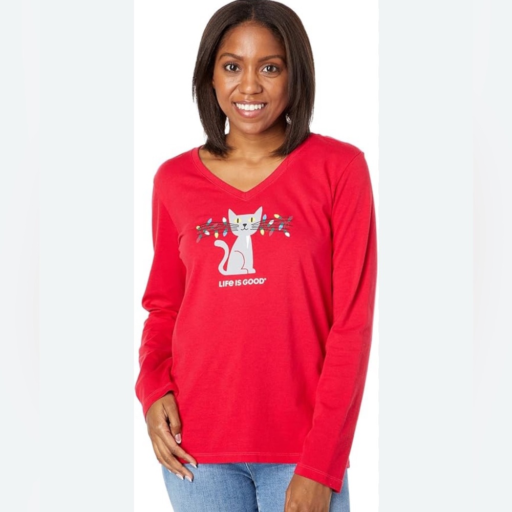 Life is Good Women’s Lit Up Cat Crusher Tee- size XS